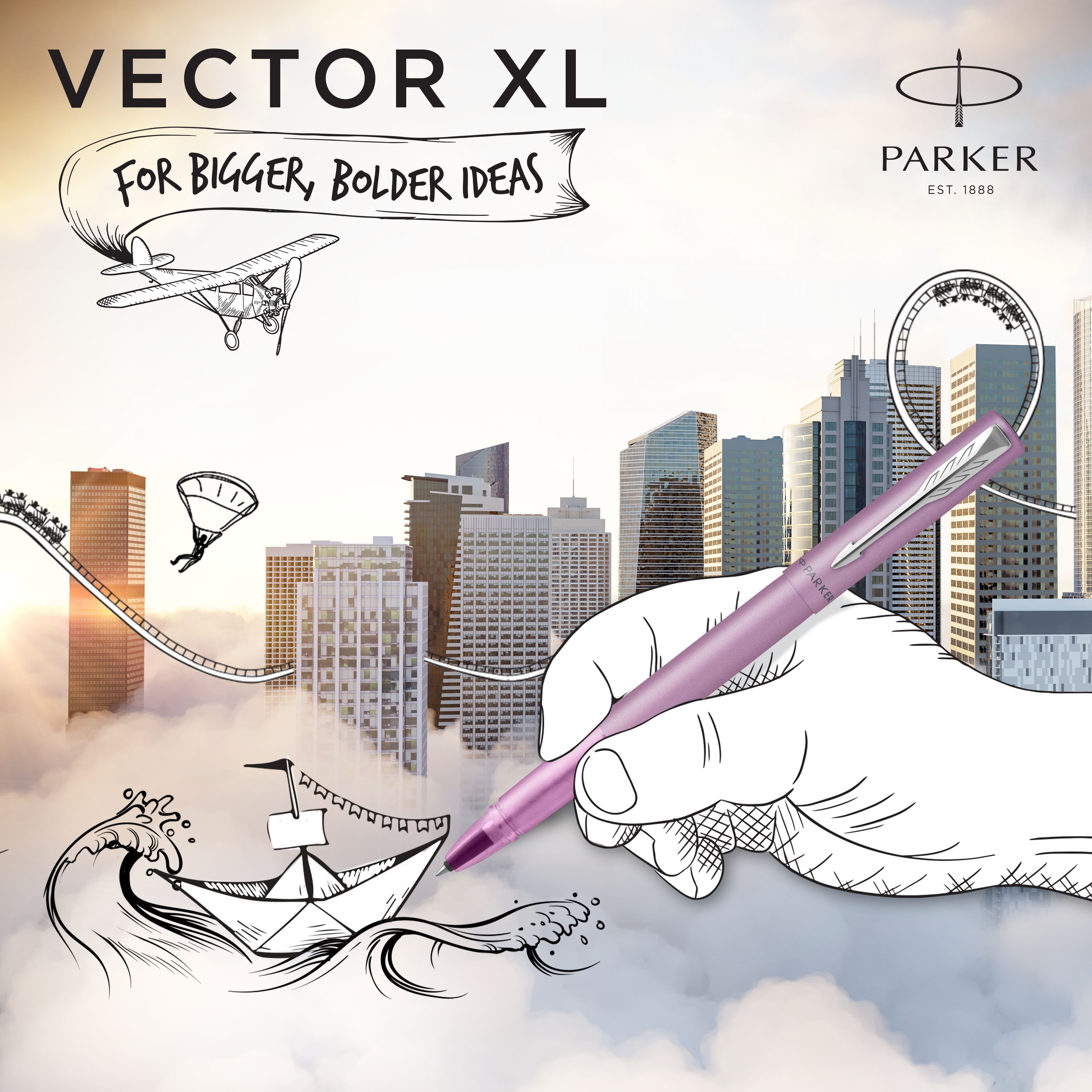 картинка Ручка-роллер PARKER VECTOR XL LILAC CT, F 2159778 от магазина Без Проблем