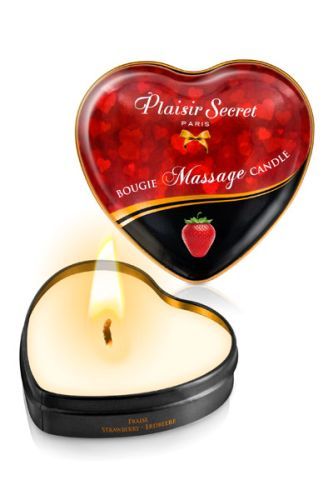 картинка Массажная свеча с ароматом клубники Bougie Massage Candle - 35 мл. от магазина Без Проблем