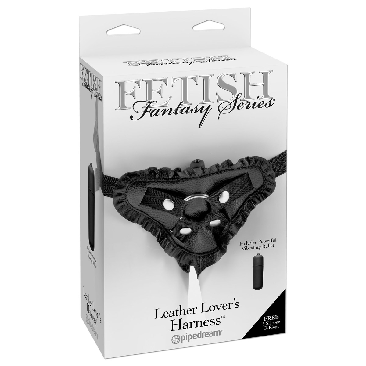 картинка Женские трусики с рюшами для крепления страпона Leather Lovers Harness от магазина Без Проблем
