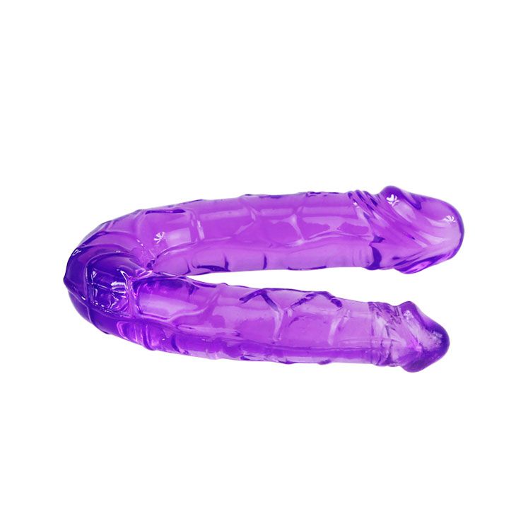 картинка Двухголовый  фиолетовый фаллоимитатор - 29,8 см. от магазина Без Проблем