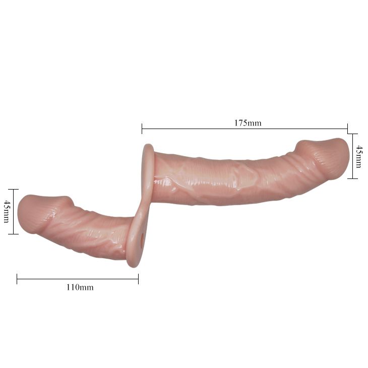 картинка Женский телесный страпон с вагинальной вибропробкой Ultra - 17,5 см. от магазина Без Проблем