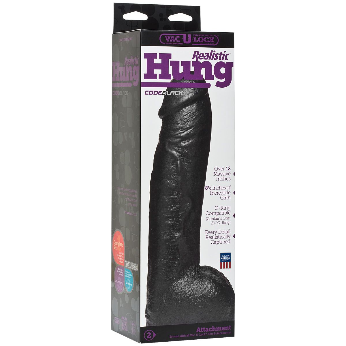 картинка Черная насадка-фаллоимитатор Hung - 30,7 см. от магазина Без Проблем