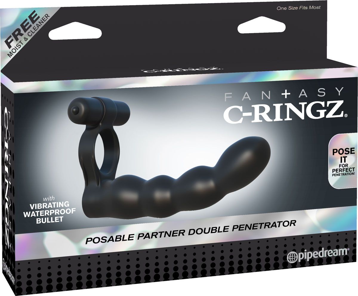 картинка Эрекционное кольцо для двойного проникновения Posable Partner Double Penetrator от магазина Без Проблем