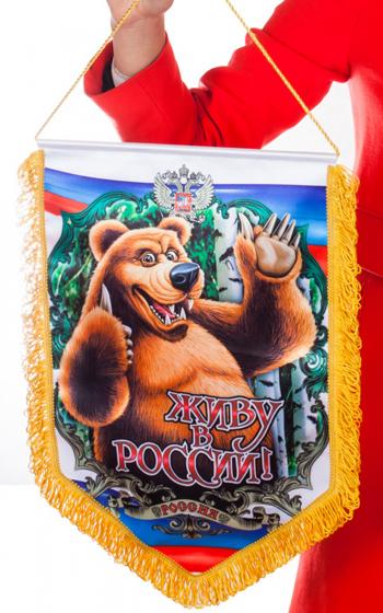 картинка Патриотичный Вымпел Живу в России! от магазина Без Проблем