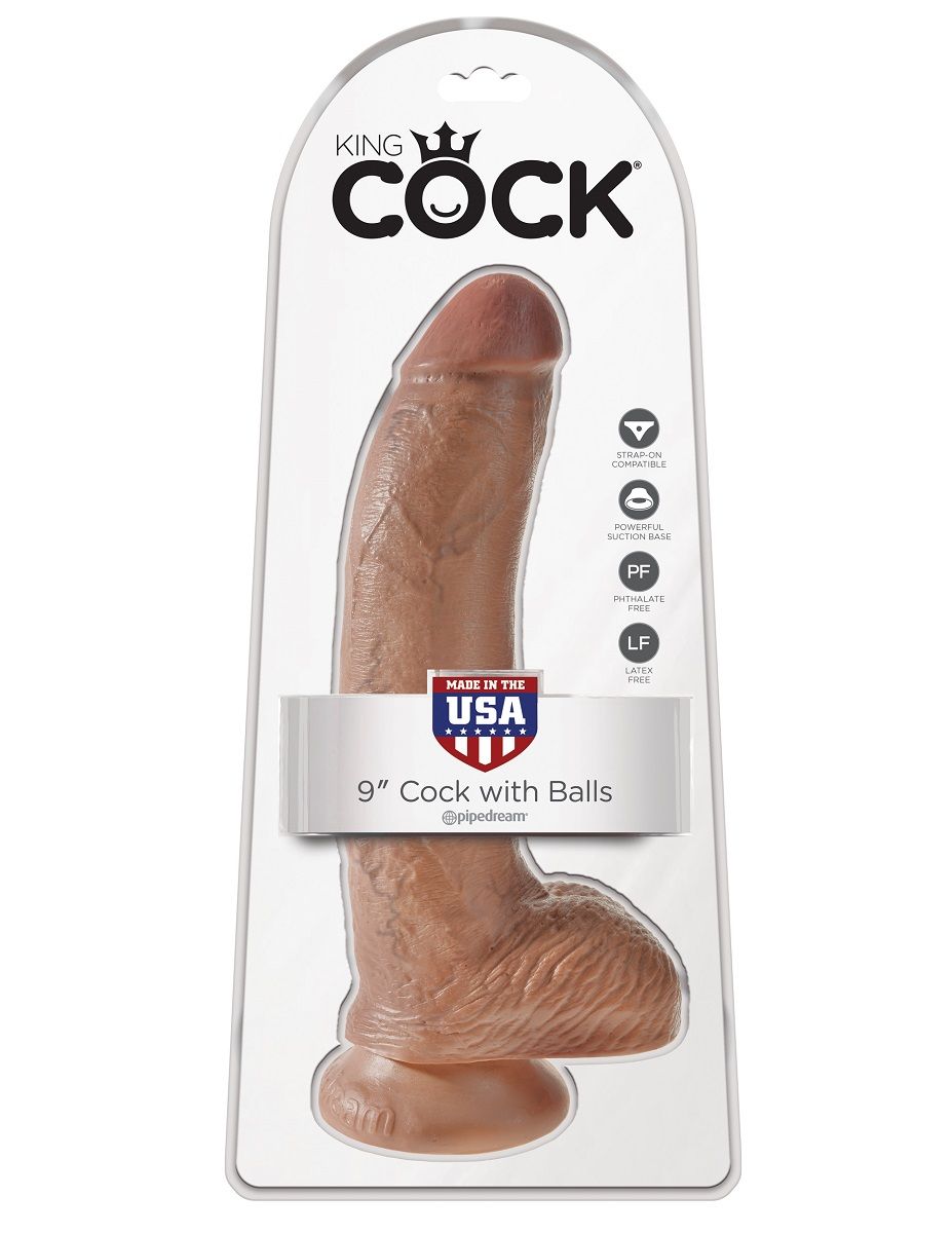 картинка Фаллоимитатор-мулат 9  Cock with Balls - 22,9 см. от магазина Без Проблем