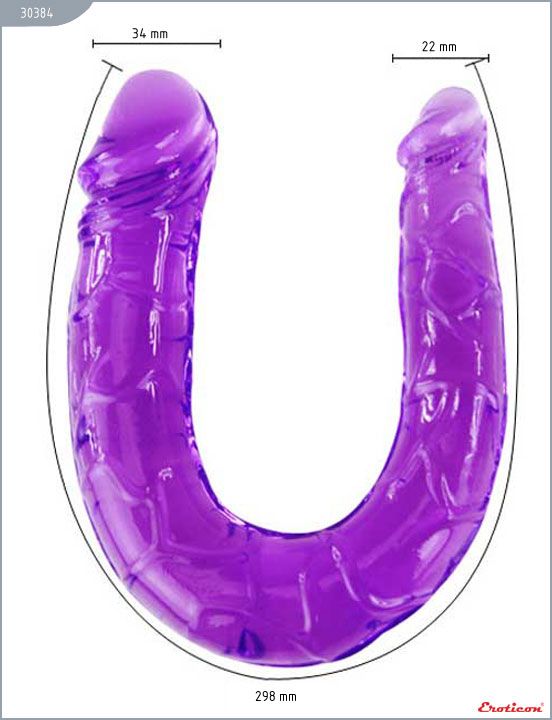 картинка Фиолетовый двусторонний фаллоимитатор - 29,8 см. от магазина Без Проблем