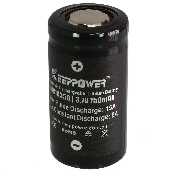 картинка KeepPower IMR18350 8/15A 750 mAh плоский плюс UH1835-Flat Top от магазина Без Проблем