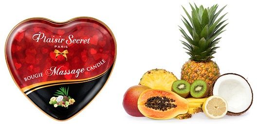 картинка Массажная свеча с ароматом экзотических фруктов Bougie Massage Candle - 35 мл. от магазина Без Проблем