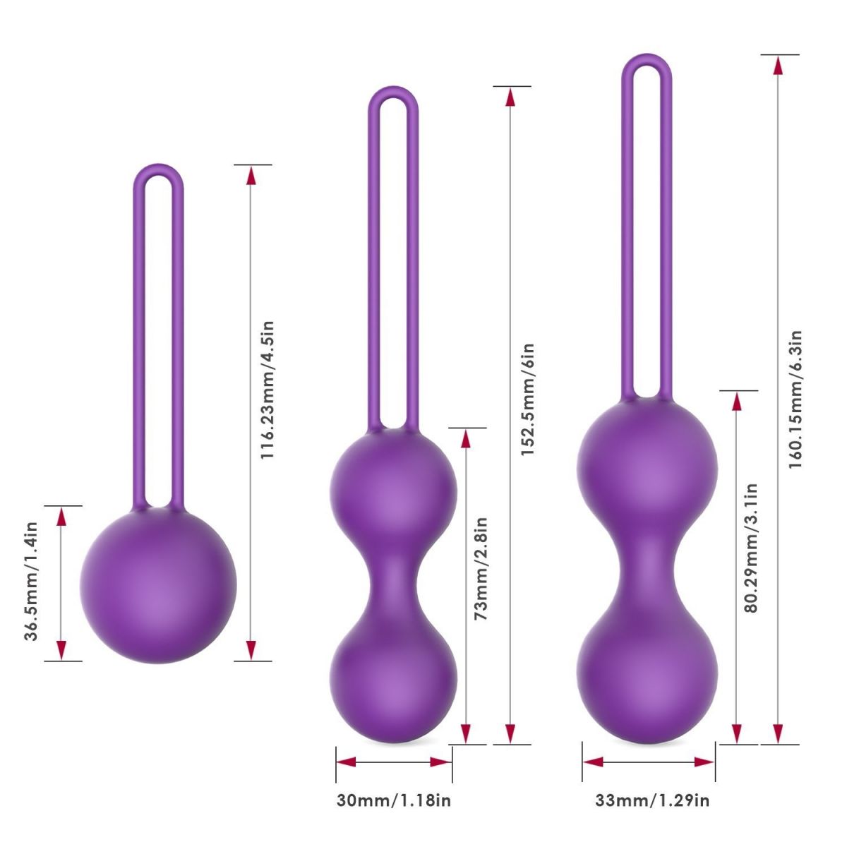 картинка Набор из трех фиолетовых вагинальных шариков Erokay от магазина Без Проблем