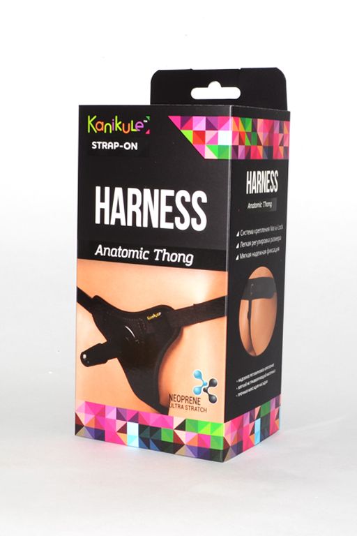 картинка Чёрные трусики с плугом Kanikule Strap-on Harness Anatomic Thong от магазина Без Проблем
