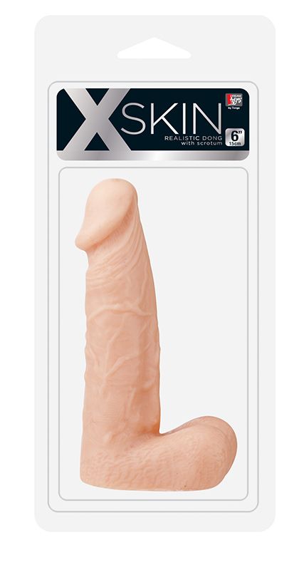 картинка Телесный фаллоимитатор XSKIN 6 PVC DONG FLESH - 15,2 см. от магазина Без Проблем