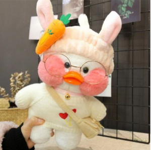 картинка Уточка Lalafanfan в костюме зайки с морковкой (серия Lalafanfan Duck) от магазина Без Проблем