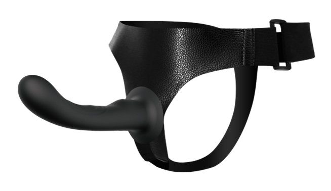 картинка Страпон с изогнутой головкой Ultra Harness Curvy Dildo - 15,8 см. от магазина Без Проблем