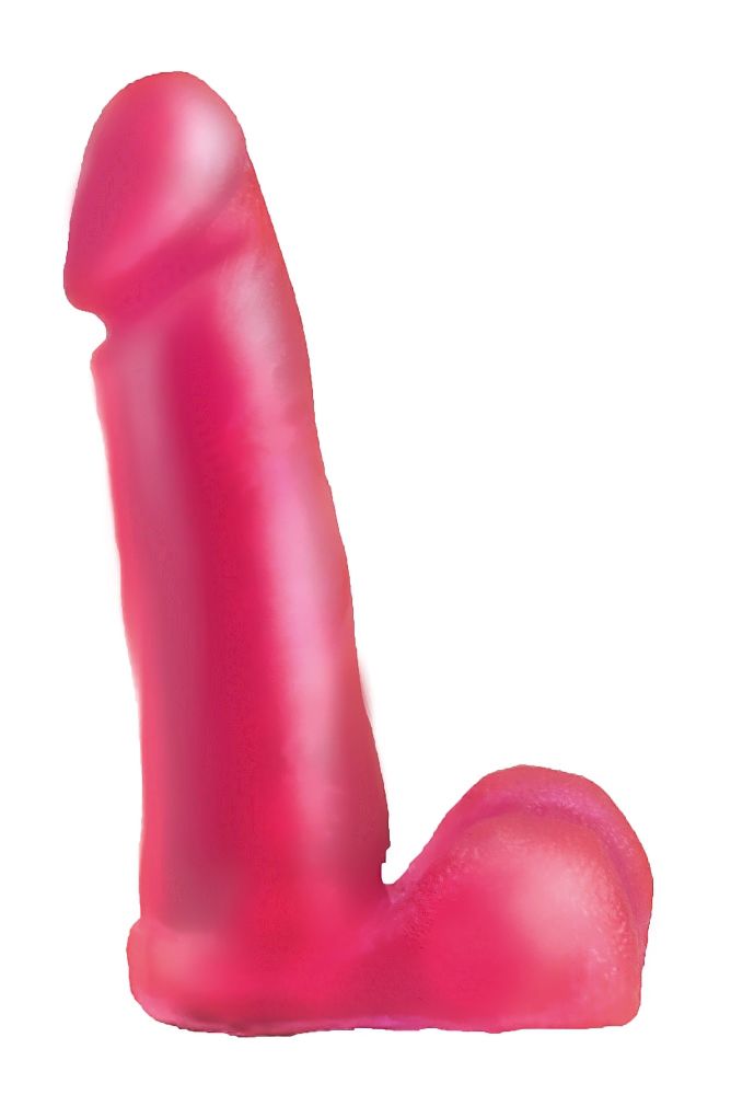 картинка Нежно-розовая гелевая насадка-фаллос для трусиков с плугом - 16 см. от магазина Без Проблем