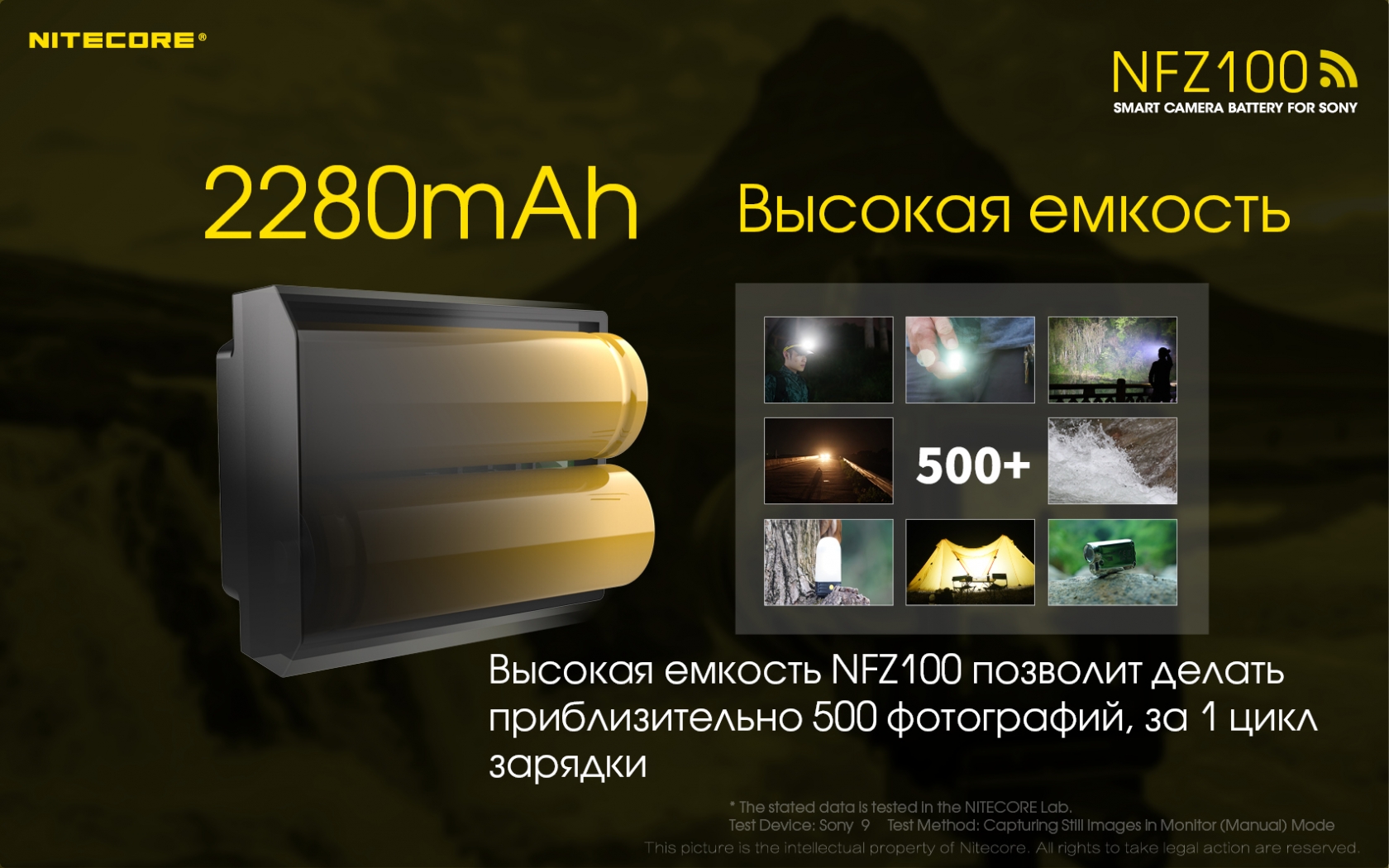 картинка NITECORE NFZ100 Аккумулятор с Wi-Fi для камер Sony (2280mAh) от магазина Без Проблем