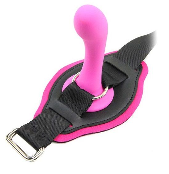 картинка Розовый страпон с креплением на бедро Romfun - 13 см. от магазина Без Проблем