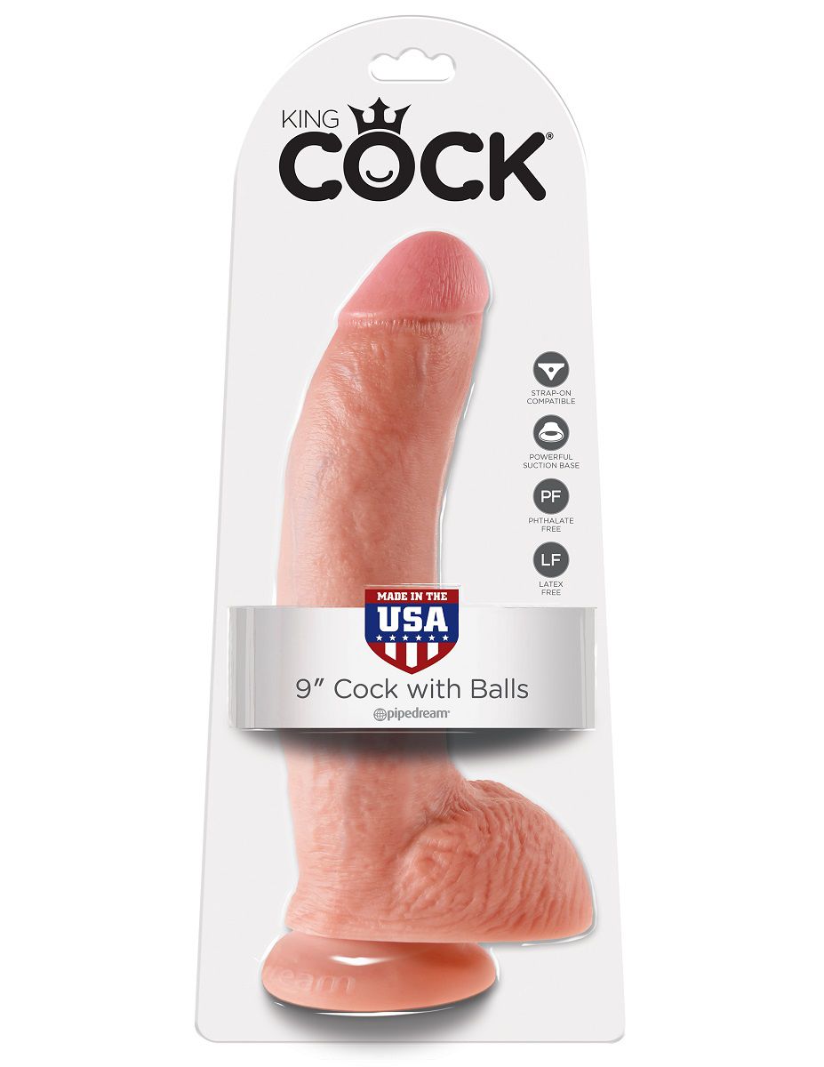 картинка Телесный фаллоимитатор 9  Cock with Balls - 22,9 см. от магазина Без Проблем
