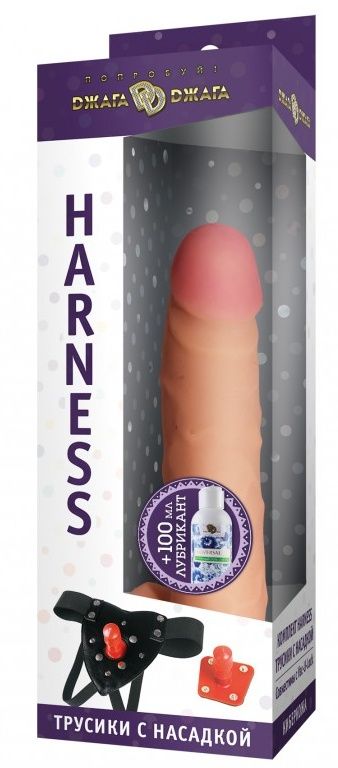 картинка Трусики Harness с реалистичной насадкой-фаллосом с мошонкой №76 - 17 см. от магазина Без Проблем