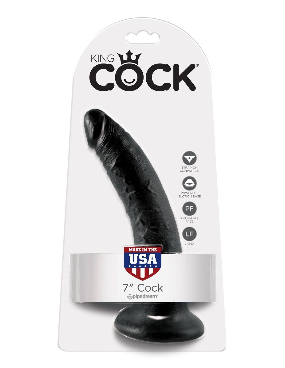 картинка Чёрный фаллоимитатор с присоской 7  Cock - 17,8 см. от магазина Без Проблем