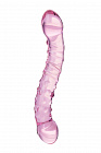картинка Двусторонний розовый фаллос с рёбрами и точками - 20,5 см. магазин Без Проблем являющийся официальным дистрибьютором в России 