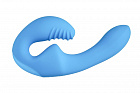 картинка Голубой безремневой страпон с пультом ДУ - 17,5 см. магазин Без Проблем являющийся официальным дистрибьютором в России 