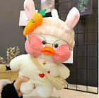 картинка Уточка Lalafanfan в костюме зайки с морковкой (серия Lalafanfan Duck) магазин Без Проблем являющийся официальным дистрибьютором в России 